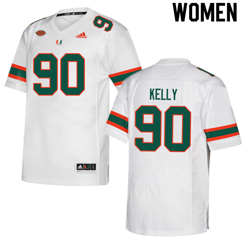 Women #90 Nyjalik Kelly Miami Hurricanes College Football Jerseys Sale-White